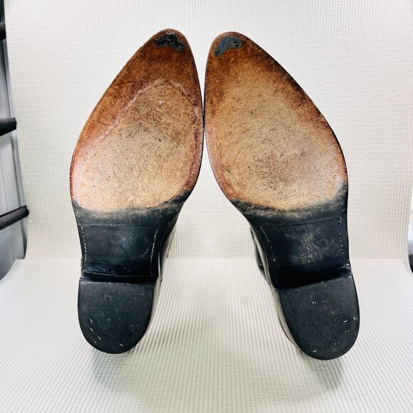 Lucchese Made In USA Vintage L8504 Roper Boots Smooth Black Mens Size 12 D - Picture 8 of 11